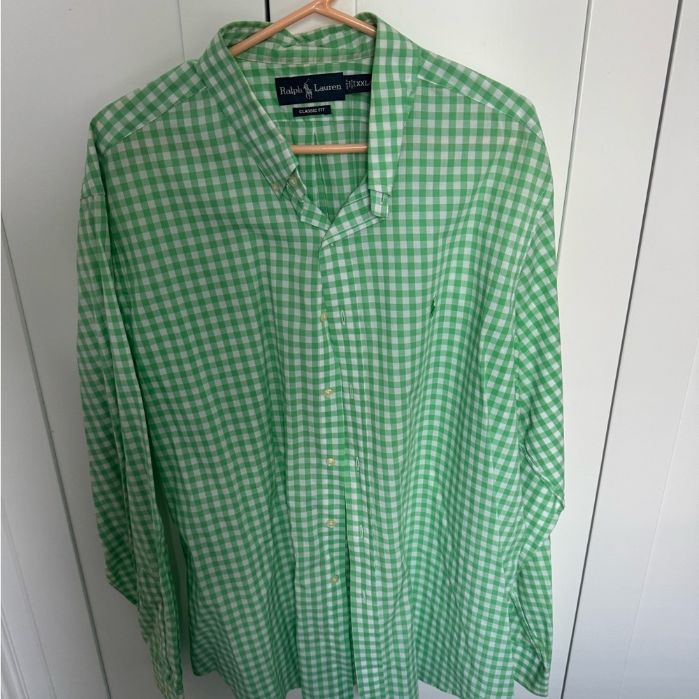 Ralph Lauren Men’s Light Green Gingham Button-Down Shirt